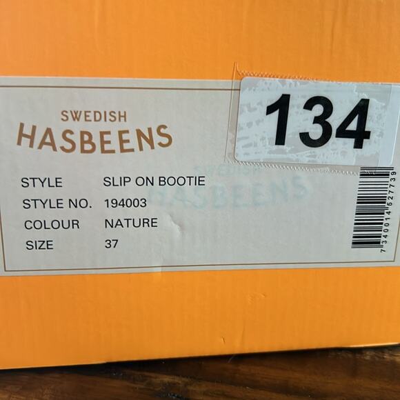 Swedish Hasbeens Shearling-Lined Leather Clog Boots Wood Heel  NEW  EU 37 US 7 - Picture 9 of 9